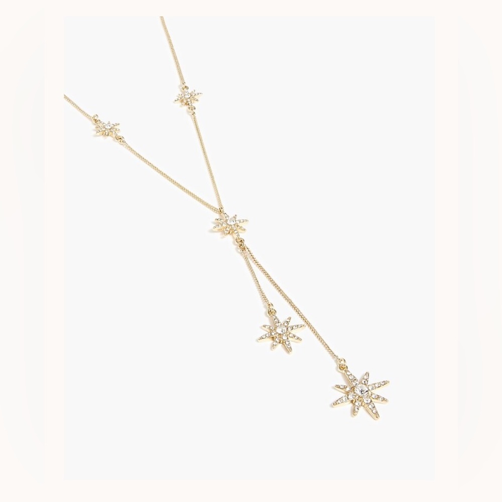 ✨ NWT J.Crew Factory Crystal Star Lariat Necklace – Gold & CZ Accent